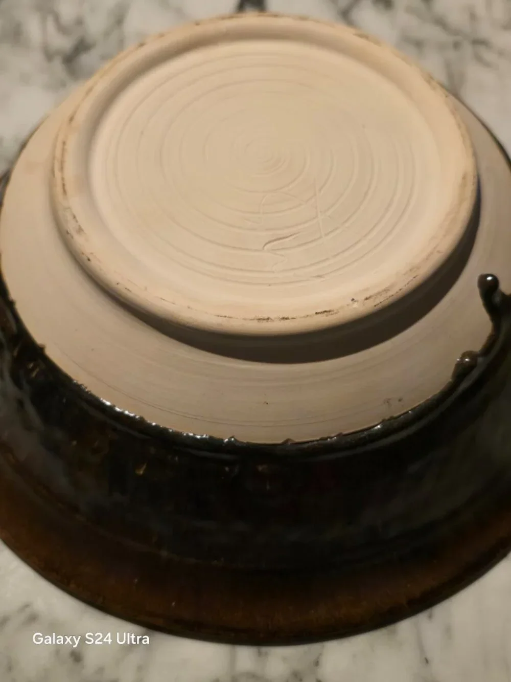 Vintage Handmade Studio Pottery Bowl with Tenmoku-style Glaze.